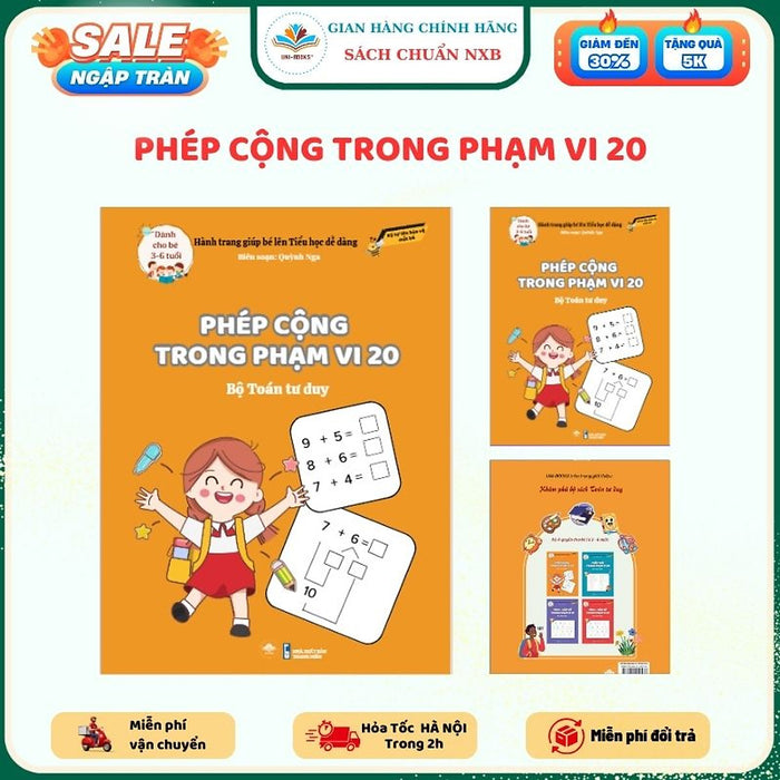 Sách-Phép Cộng Trong Phạm Vi 20-Giúp Con Tự Tin Vào Lớp 1-Bộ Sách Toán Tư Duy Cho Bé Từ 4 Đến 8 Tuổi Sách-Phép Cộng Trong Phạm Vi 20-Giúp Con Tự Tin Vào Lớp 1-Bộ Sách Toán Tư Duy Cho Bé Từ 4 Đến 8 Tuổi