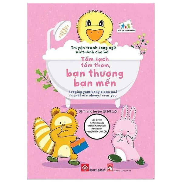 Sách Truyện Tranh Song Ngữ Việt Anh Cho Bé - Tắm Sạch Tắm Thơm Bạn Thương Bạn Mến