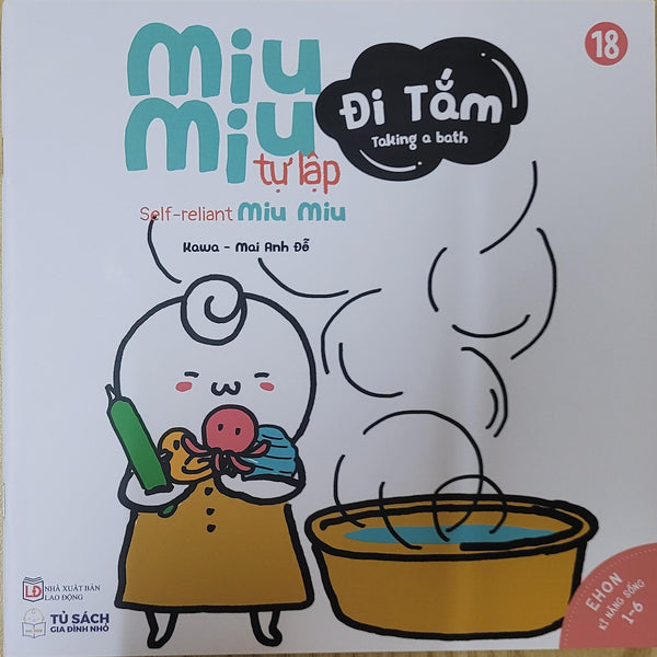 Sách Ehon Miu Miu Tự Lập Phần 1 Song Ngữ - Đi Tắm