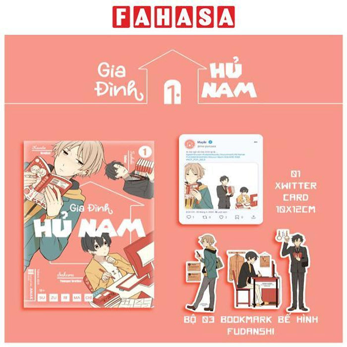 Gia Đình Hủ Nam - Tập 1 - Tặng Kèm Set 3 Bookmark Bế Hình Fudanshi + Xwitter Card Gia Đình Hủ Nam - Tập 1 - Tặng Kèm Set 3 Bookmark Bế Hình Fudanshi + Xwitter Card