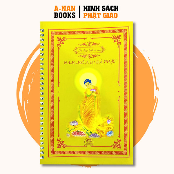 Sách - Vở Chép Hồng Danh Phật Vàng, Sổ Chép A Di Đà Phật In Chữ Mờ Loại Cao Cấp Dày Dặn (Tặng Kèm Bút Viết)- Anan Books