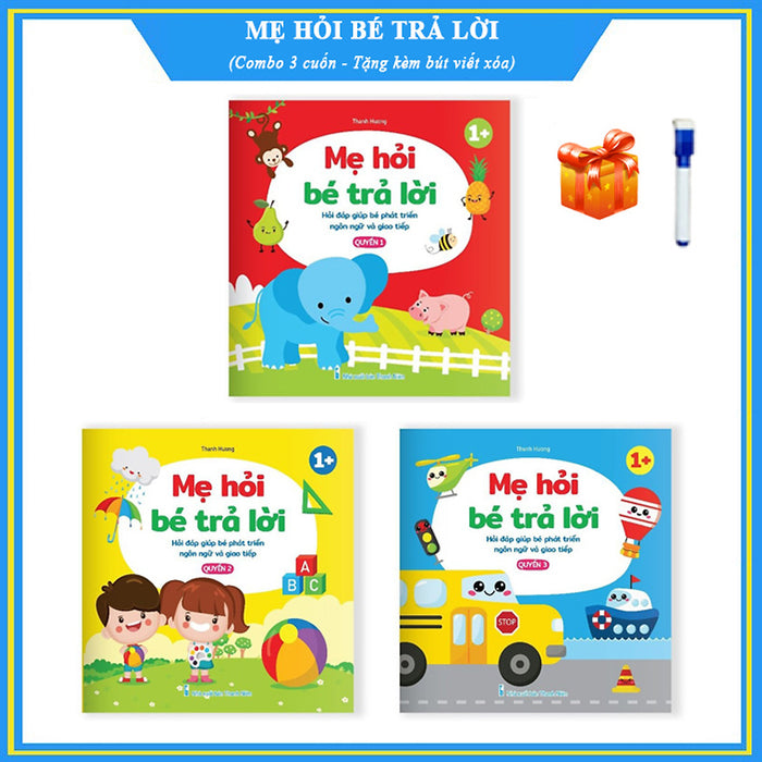Mẹ Hỏi Bé Trả Lời - Hỏi Đáp Giúp Bé Phát Triển Ngôn Ngữ Và Giao Tiếp - Dành Cho Trẻ 1+ - Tặng Kèm 01 Bút Viết Xóa Mẹ Hỏi Bé Trả Lời - Hỏi Đáp Giúp Bé Phát Triển Ngôn Ngữ Và Giao Tiếp - Dành Cho Trẻ 1+ - Tặng Kèm 01 Bút Viết Xóa