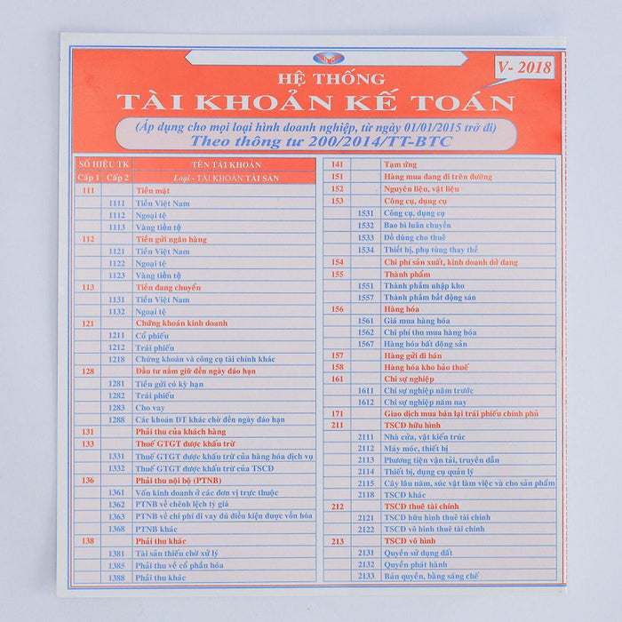 Hệ Thống Tài Khoản Kế Toán - 2018 (Túi) Hệ Thống Tài Khoản Kế Toán - 2018 (Túi)