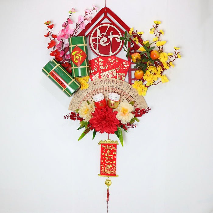 Vòng Hoa Tết H72 - Vòng Quả Đỏ Hoa Mai Đào Trang Trí Tặng Kèm Đèn Vòng Hoa Tết H72 - Vòng Quả Đỏ Hoa Mai Đào Trang Trí Tặng Kèm Đèn