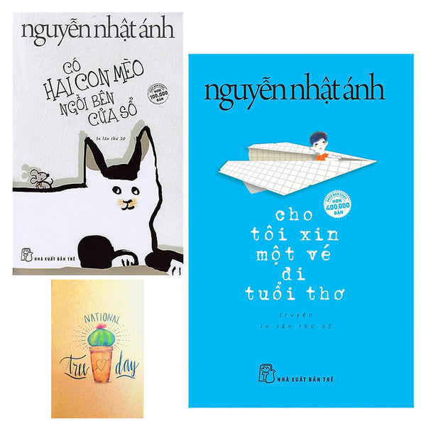 Combo Cho Tôi Xin Một Vé Đi Tuổi Thơ Và Có Hai Con Mèo Ngồi Bên Cửa Sổ ( Tặng Kèm Sổ Tay)