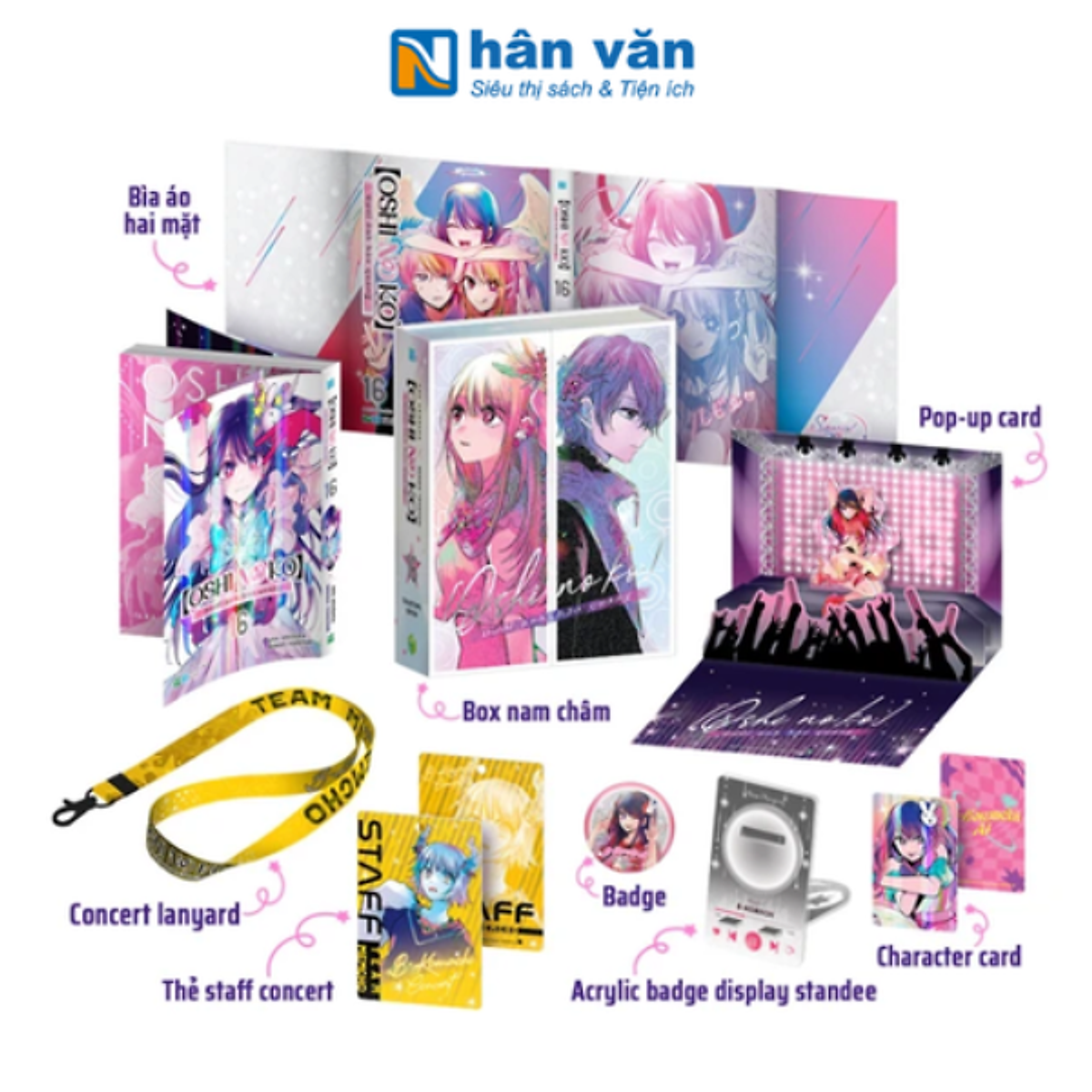 Truyện - Oshi No Ko - Dưới Ánh Hào Quang - Tập 16 - Bản Sưu Tầm - Tặng Kèm Box Nam Châm + Bìa Áo 2 Mặt + Pop-Up Card + Concert Lanyard + Thẻ Staff Concert + Badge + Acrylic Bedge Display Standee + Character Card