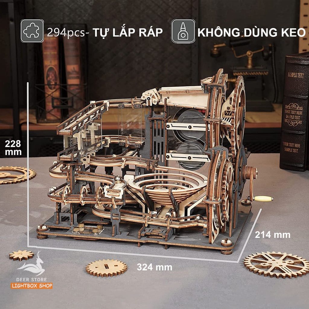 [Bản Tiếng Anh] Mô hình ROKR Cơ động học Robotime. Đồ chơi Lắp ráp bằng gỗ 3D Marble Night City LGA01 Marble Run.