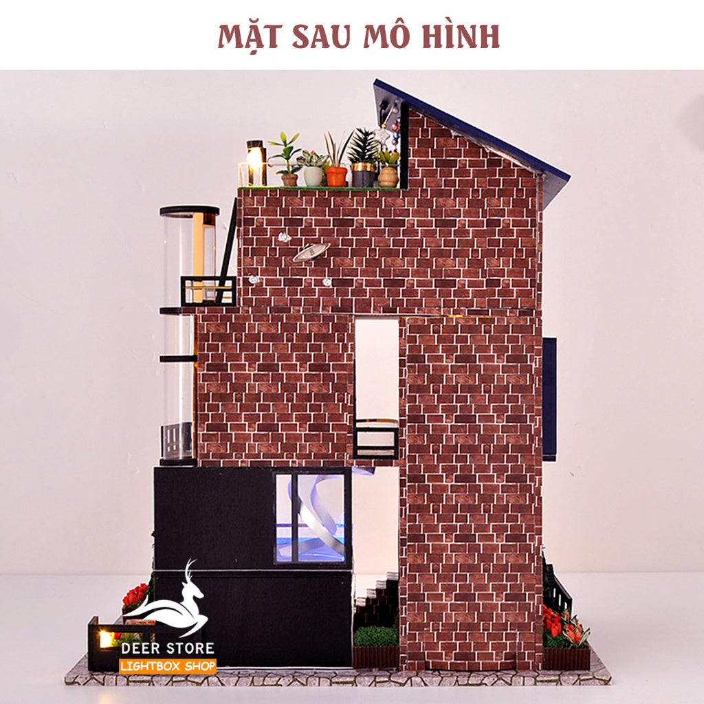 Nhà búp bê Biệt thự Châu Âu DIY | Mô hình có Nội thất, Đèn Led. Tặng DỤNG CỤ, CÓT NHẠC VÀ KEO DÁN. Xe Ô Tô Liên hệ TB21