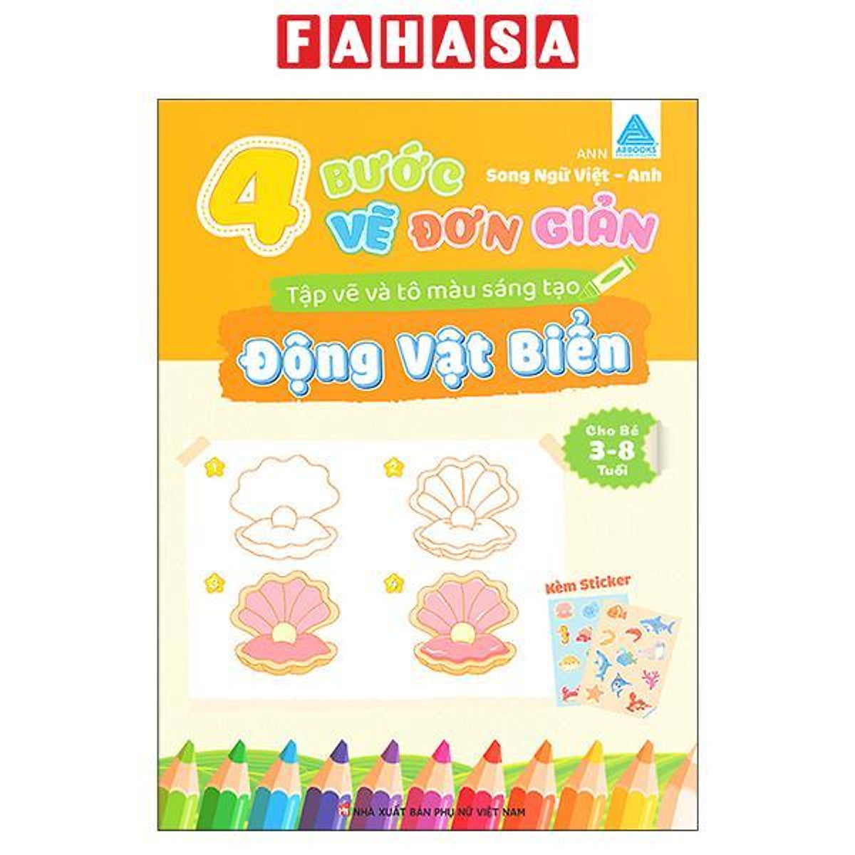 Sách - 4 Bước Vẽ Đơn Giản - Tập Vẽ Và Tô Màu Sáng Tạo - Động Vật Biển