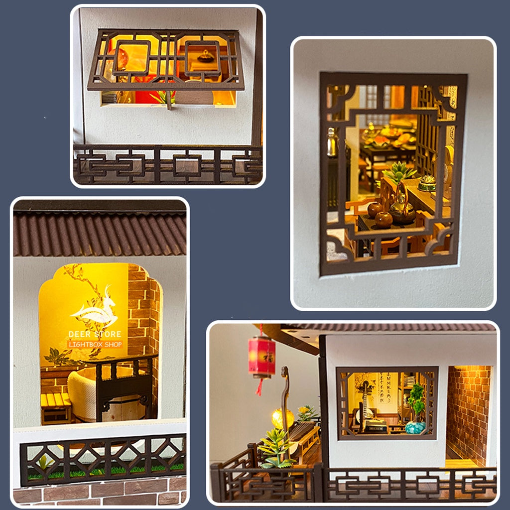 Nhà Búp Bê DIY biệt thự Cổ Trang | Tặng MICA CHE BỤI, 6 BÌNH KEO, DUNG CỤ, CÓT NHAC, BÚP BÊ. Mô hình nhà gỗ 3d. MD25