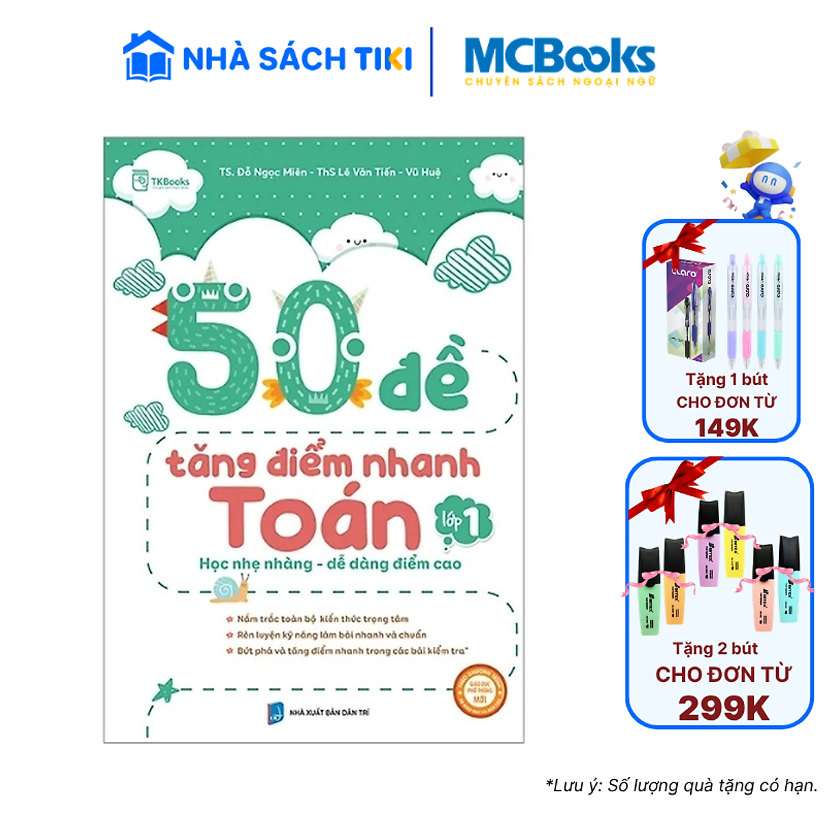 Sách Ôn Thi Lớp 1 - 50 Đề Tăng Điểm Nhanh Môn Toán, Văn, Anh (Theo Chương Trình Mới)