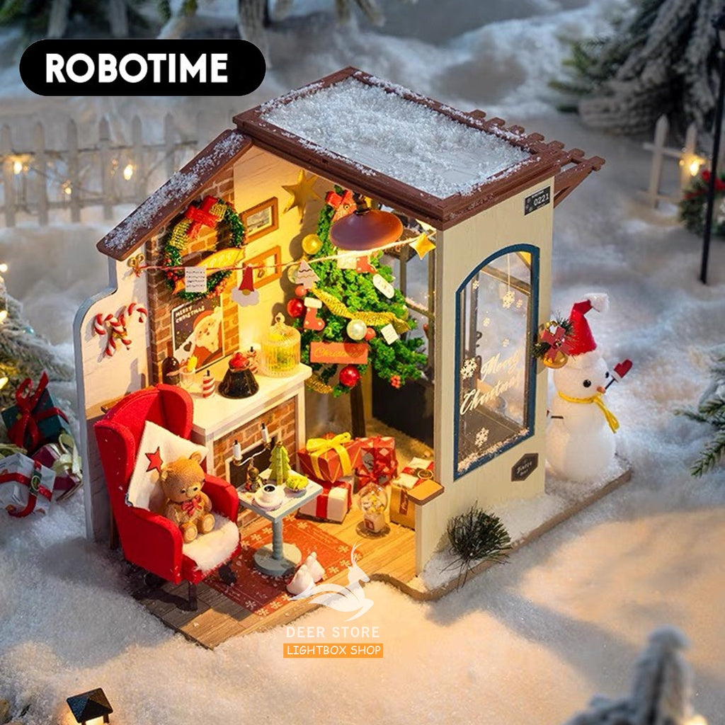 Mô hình nhà lắp ráp Robotime DIY bằng Gỗ | Nhà búp bê Tặng Cót nhạc, Nhíp và keo dán. DG18