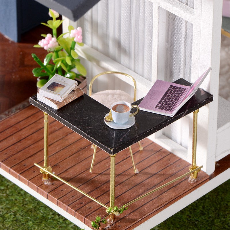 Nhà búp bê DIY tự làm bằng gỗ - Tặng Cót nhạc và 3 Bình Keo Dán [Nhà có nội thất & đèn LED]  Monet Garden A081