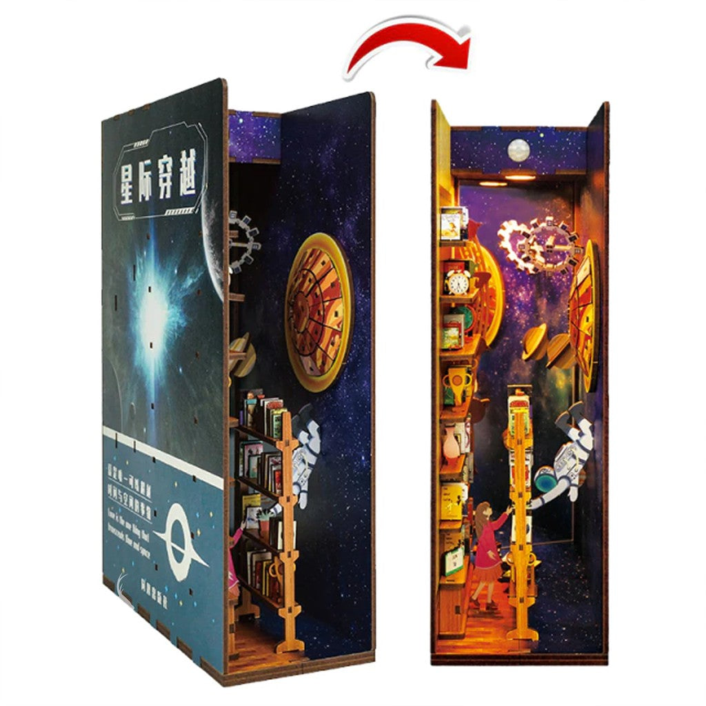 Mô hình BOOK NOOK. Tặng MICA CHE BỤI, KEO DÁN, Có đèn led. Nhà búp bê gỗ DIY Trang Trí Kệ sách. Quà tặng ý Nghĩa