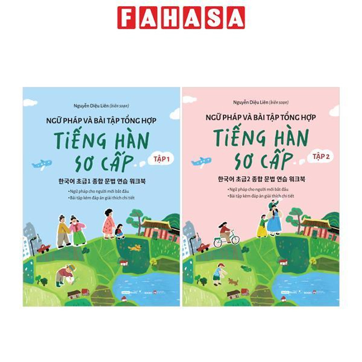 Sách - Bộ Sách Ngữ Pháp Và Bài Tập Tổng Hợp Tiếng Hàn Sơ Cấp - Tập 1 + Tập 2 (Bộ 2 Cuốn)