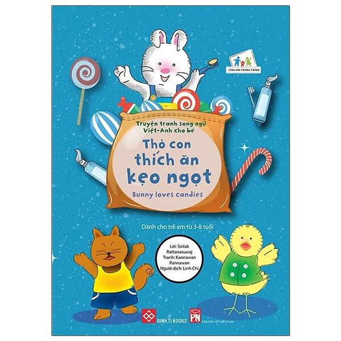 Sách Truyện Tranh Song Ngữ Việt Anh Cho Bé - Thỏ Con Thích Ăn Kẹo