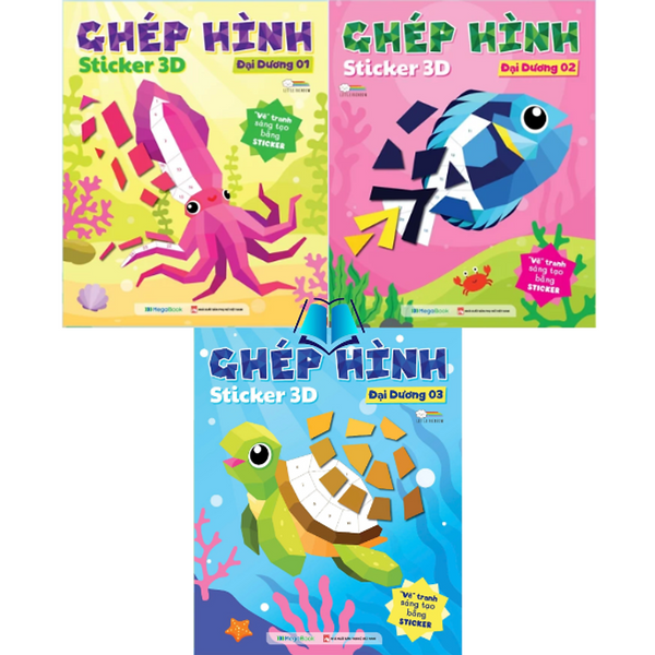 Sách - Ghép Hình Sticker 3D - Chủ Đề Đại Dương 3 Cuốn
