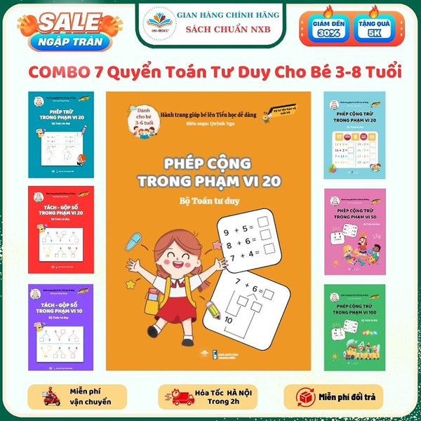 Sách - Bộ 7 Quyển Các Phép Tính Trong Phạm Vi 100 - Giúp Con Tự Tin Vào Lớp 1 - Bộ Sách Toán Tư Duy Cho Bé Từ 4 Đến 8 Tuổi