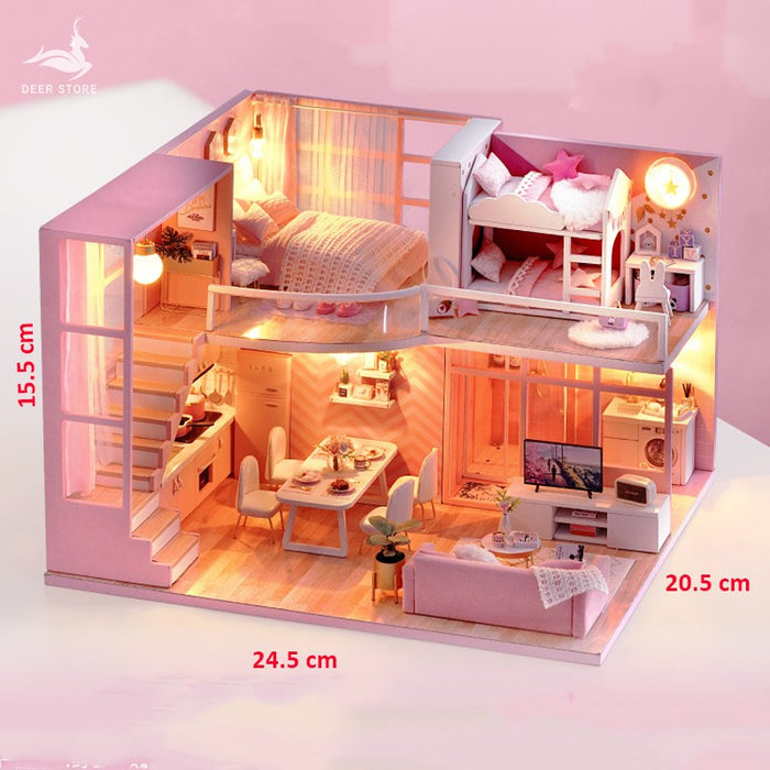 Mô hình nhà búp bê DIY - Tặng khung che bui, dụng cụ và keo dán - Quà tặng sáng tạo cho bạn gái L026