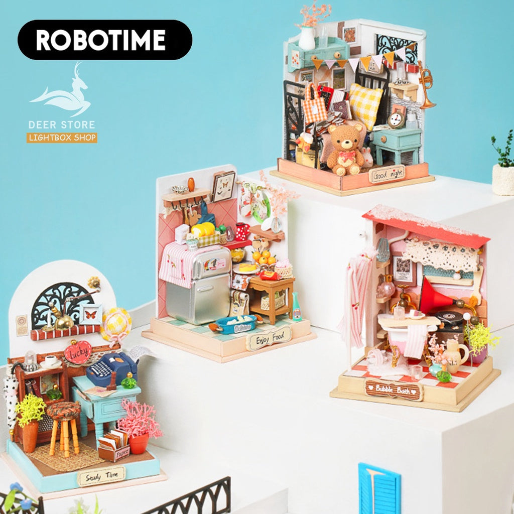 Nhà búp bê mô hình bằng gỗ tự lắp ráp ROBOTIME | Quà tặng sáng tạo tự làm bằng tay.