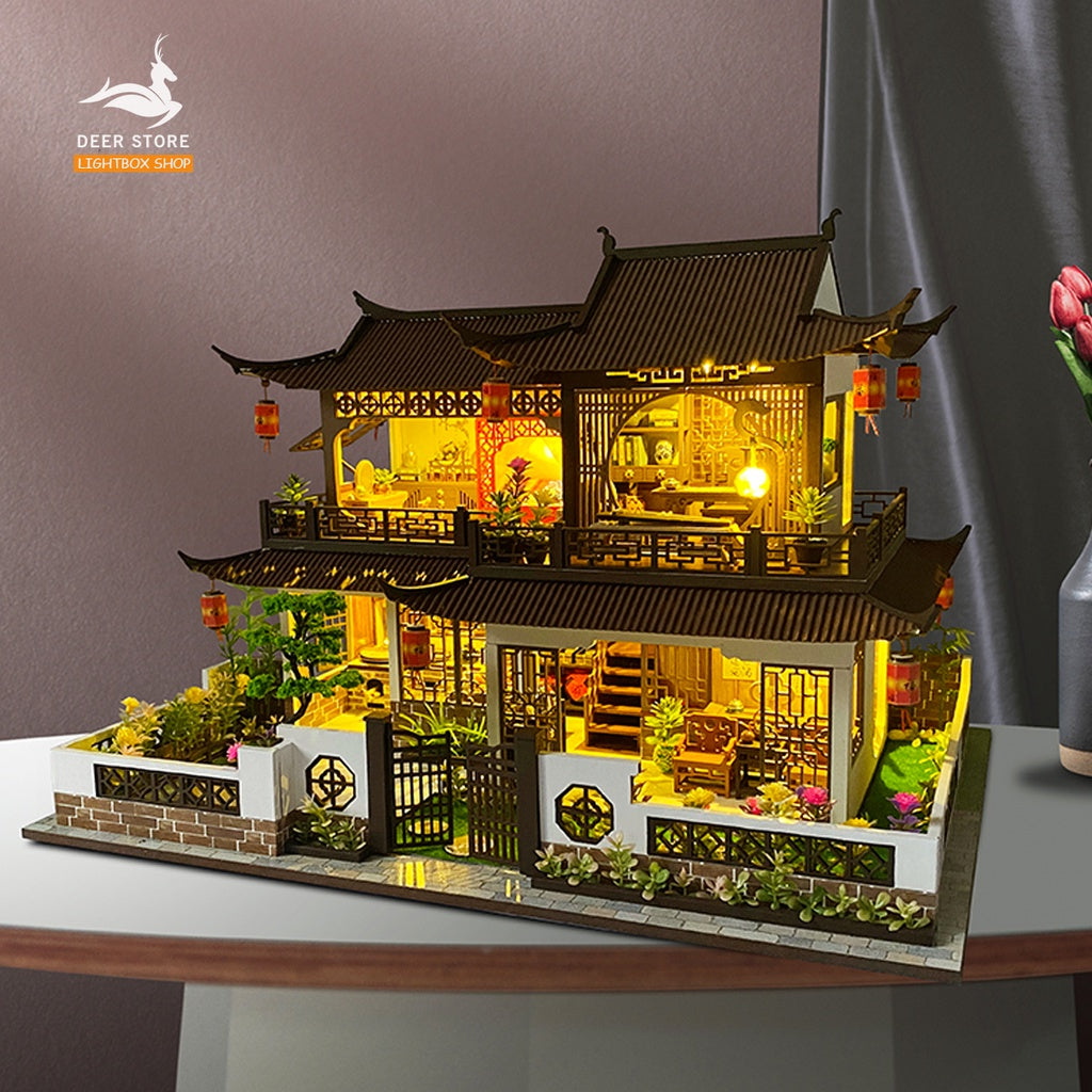 Nhà Búp Bê DIY biệt thự Cổ Trang | Tặng MICA CHE BỤI, 6 BÌNH KEO, DUNG CỤ, CÓT NHAC, BÚP BÊ. Mô hình nhà gỗ 3d. MD25