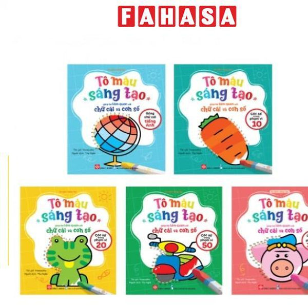 Sách - Bộ Sách Tô Màu Sáng Tạo Giúp Bé Làm Quen Với Chữ Cái Và Con Số (Bộ 5 Cuốn)