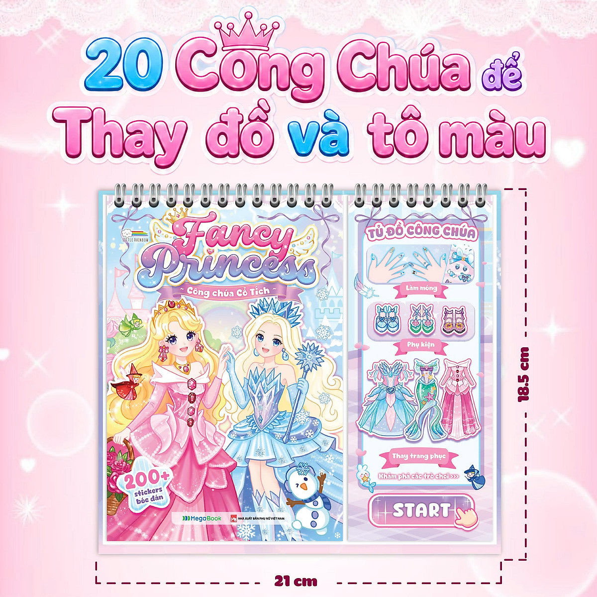 Sách Fancy Princess - Công Chúa Cổ Tích (Tô Màu Bóc Dán Hơn 200+ Sticker Sáng Tạo Cho Bé Gái)