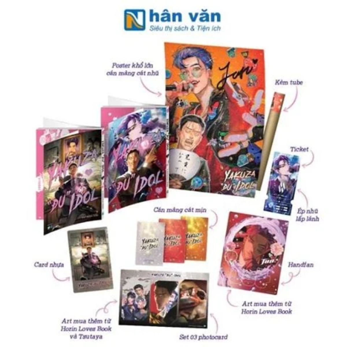 Bộ Manga - Yakuza “Đu” Idol: Tập 1 + Tập 2 (Bộ 2 Tập) - Bản Sưu Tầm - Tặng Kèm Card Nhựa + Ticket + Handfan + Set 3 Photocard + Poster