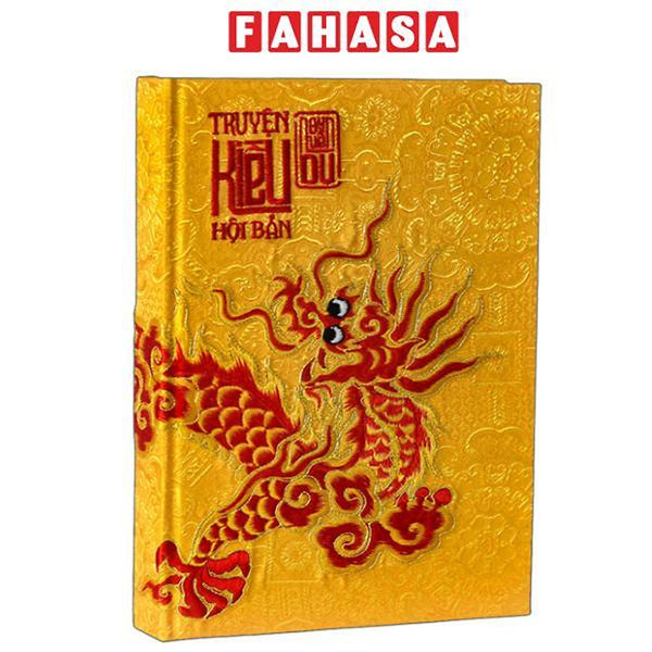 Sách - Truyện Kiều Hội Bản - Ấn Bản Họa Tiết Rồng Thêu Trên Vải Gấm