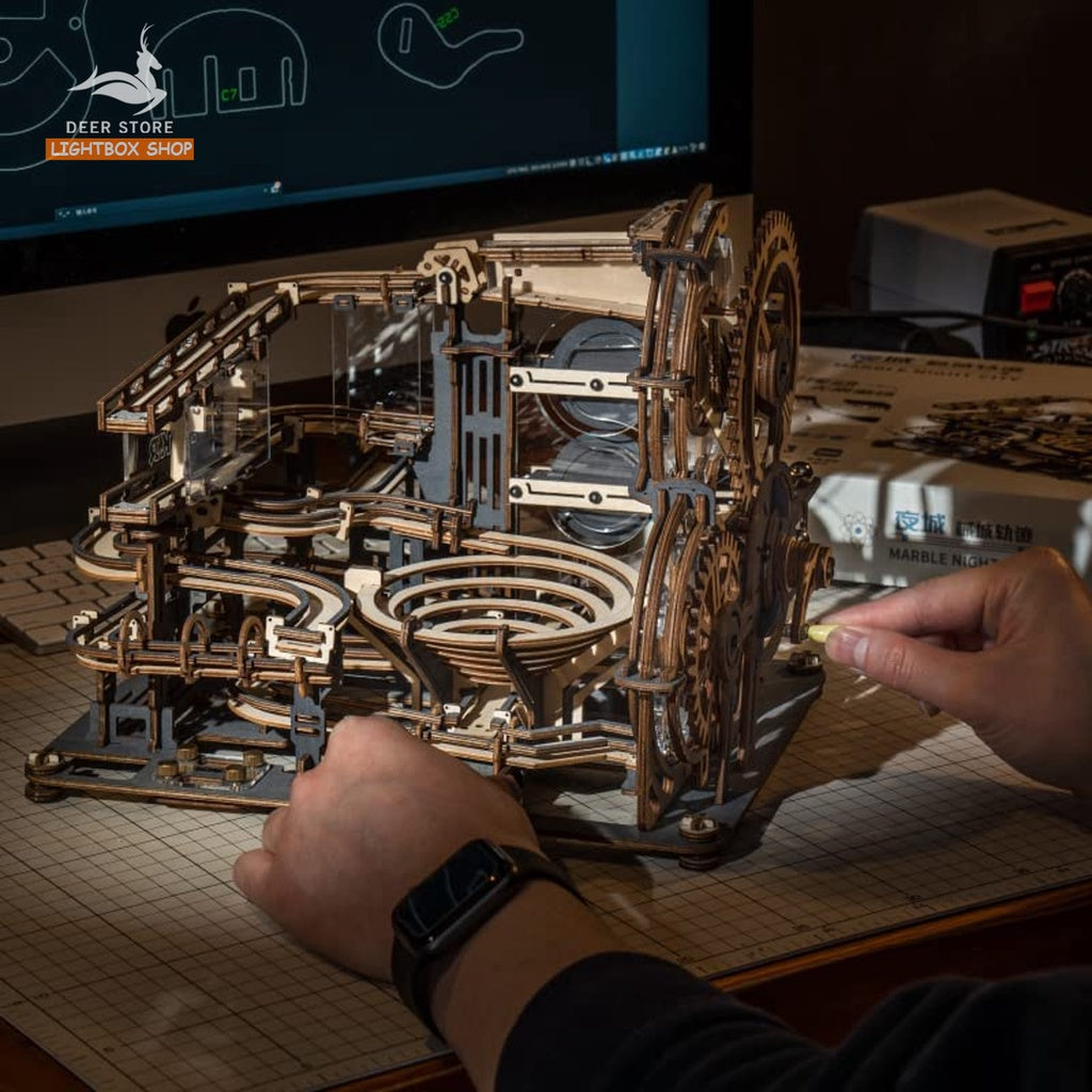 [Bản Tiếng Anh] Mô hình ROKR Cơ động học Robotime. Đồ chơi Lắp ráp bằng gỗ 3D Marble Night City LGA01 Marble Run.