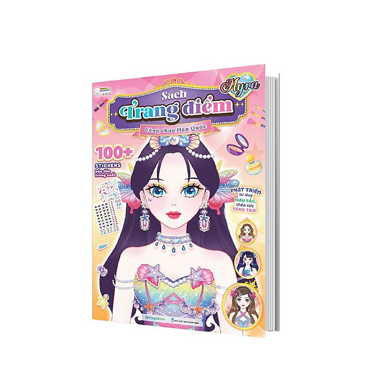 Sách Trang Điểm Công Chúa Hàn Quốc (Tô Màu Và Bóc Dán Hơn 100+ Stickers Cho Bé)