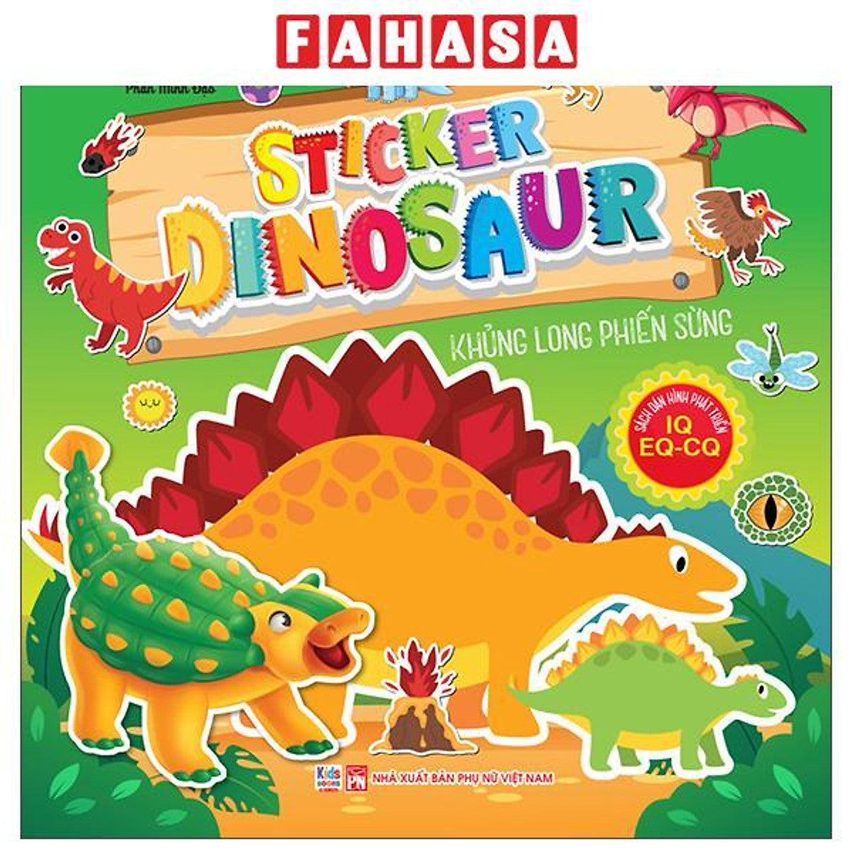 Sách - Sách Dán Hình Phát Triển Iq- Eq-Cq - Sticker Dinosaur - Khủng Long Phiến Sừng