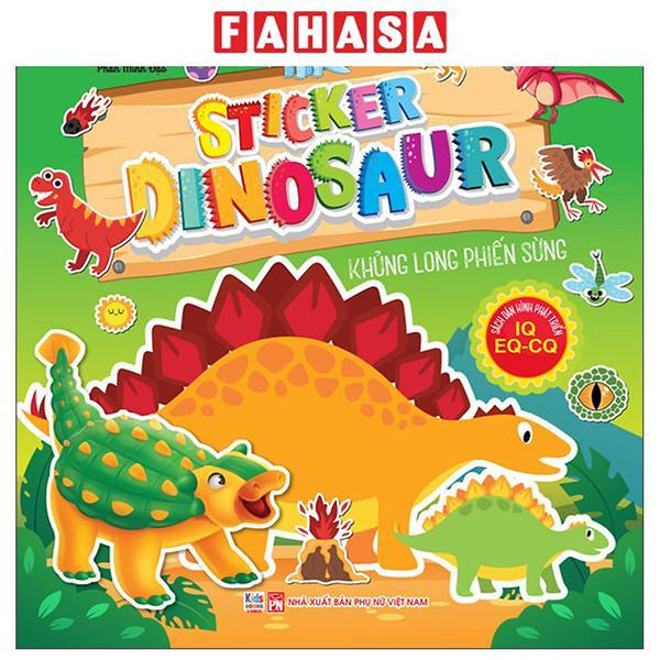 Sách - Sách Dán Hình Phát Triển Iq- Eq-Cq - Sticker Dinosaur - Khủng Long Phiến Sừng