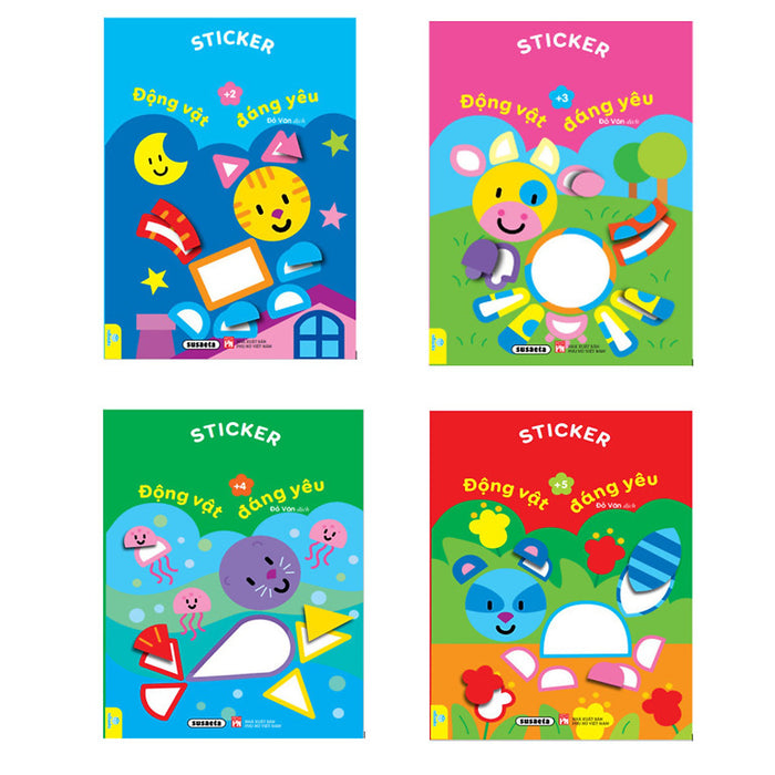 Sách - Conbo 4 Cuốn Sticker Động Vật Đáng Yêu - Dành Cho Bé 2-5 Tuổi - Ndbooks