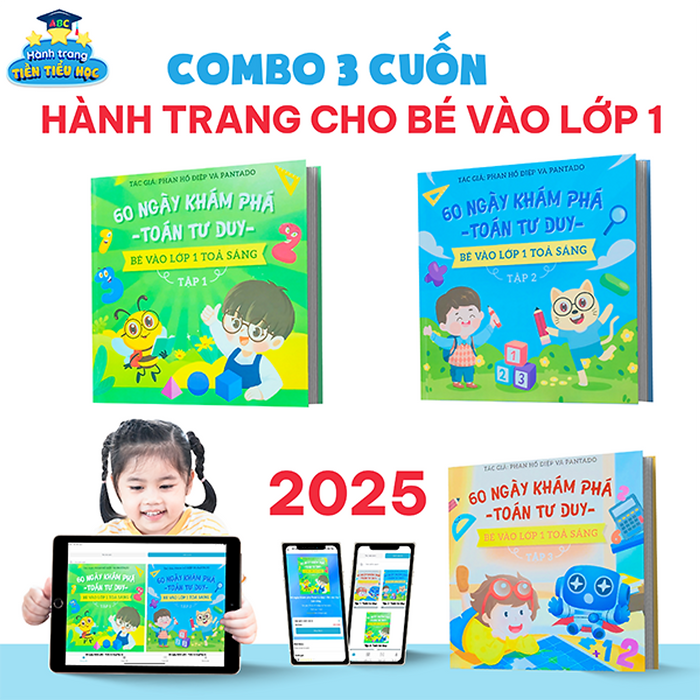 Combo 3 Tập Sách 60 Ngày Khám Phá Toán Tư Duy Có App Bài Giảng Cho Bé Sẵn Sàng Bước Vào Lớp 1