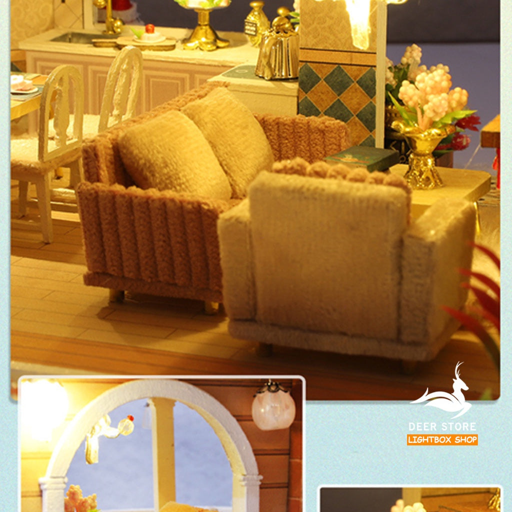 Nhà búp bê DIY. Mô hình nhà 3d | Quà tặng Noel tự làm | Tặng Bộ Trang Trí Giáng Sinh + Ông Già Noel + Búp bê + Hộp Nhạc