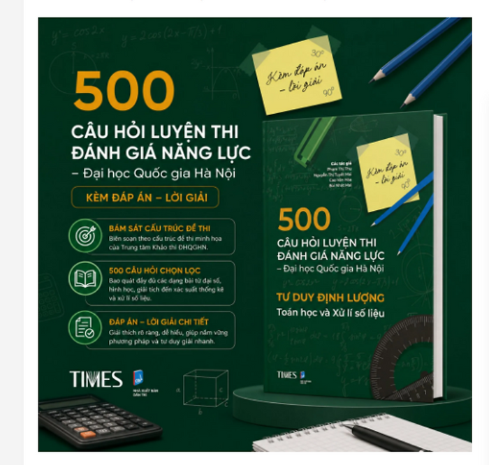 [Hsa-2025] 500 Câu Hỏi Luyện Thi Đánh Giá Năng Lực Đhqghn (Kèm Đáp Án, Lời Giải )- Tư Duy Định Lượng Toán Học Và Xử Lí Số Liệu