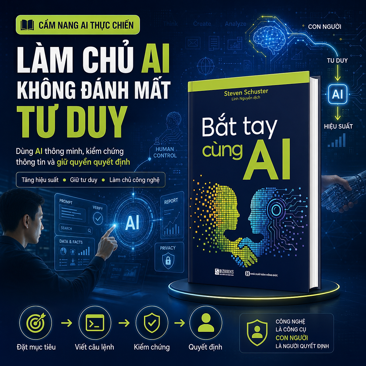 Sách Bắt Tay Cùng Ai | Làm Chủ Trí Tuệ Nhân Tạo – Nâng Cao Hiệu Suất Học Tập & Công Việc | Bizbooks