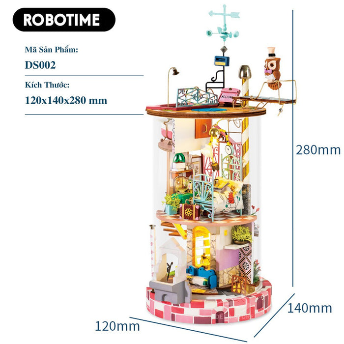 Mô hình lắp ráp 3d Robotime bằng gỗ hình trụ | Có đèn led và nội thất. Mô hình thu nhỏ tự lắp ráp. Quà tặng ý nghĩa