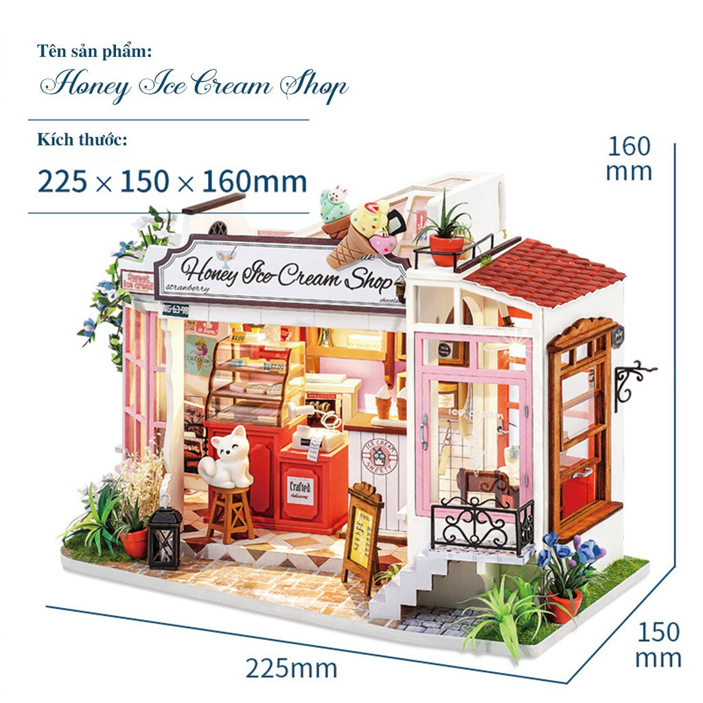 [Bản Tiếng Anh] Mô hình nhà búp bê DIY Robotime có Nội Thất | Mô hình nhà biệt thự thu nhỏ. Quà tặng ý nghĩa | DG146