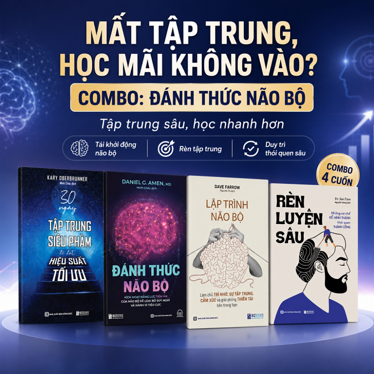 Sách - Đánh Thức Não Bộ | Tập Trung Sâu – Học Nhanh Hơn – Tối Ưu Hiệu Suất Não Bộ