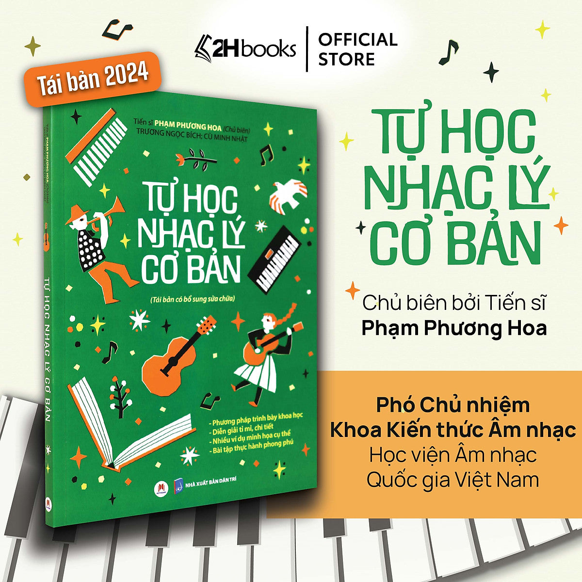 Sách Tự Học Nhạc Lý Cơ Bản, Dành Cho Người Mới Bắt Đầu, Tái Bản 2024, 2Hbooks