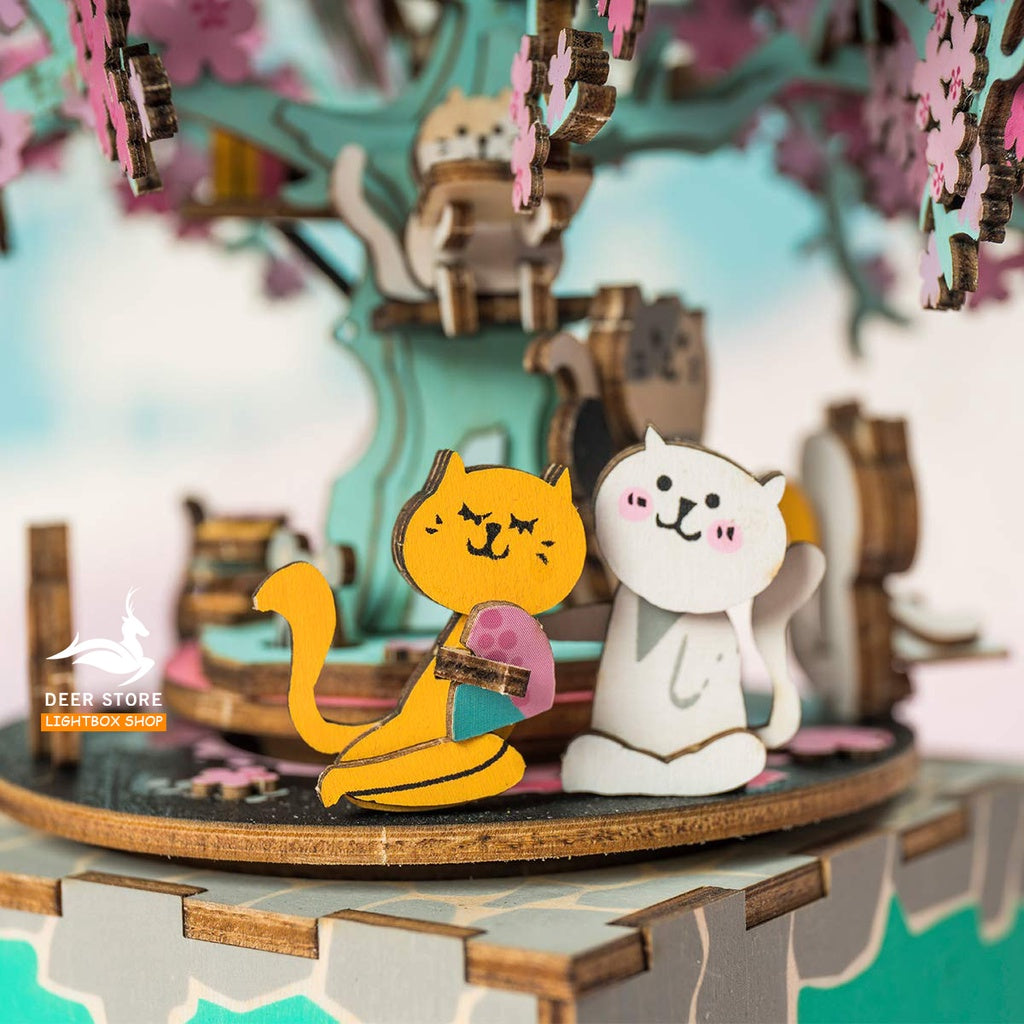 [BẢN TIẾNG ANH] Mô hình Hộp nhạc DIY MUSIC BOX - Robotime Cherry Blossom Tree AM409 | Đồ chơi lắp ráp gỗ 3D
