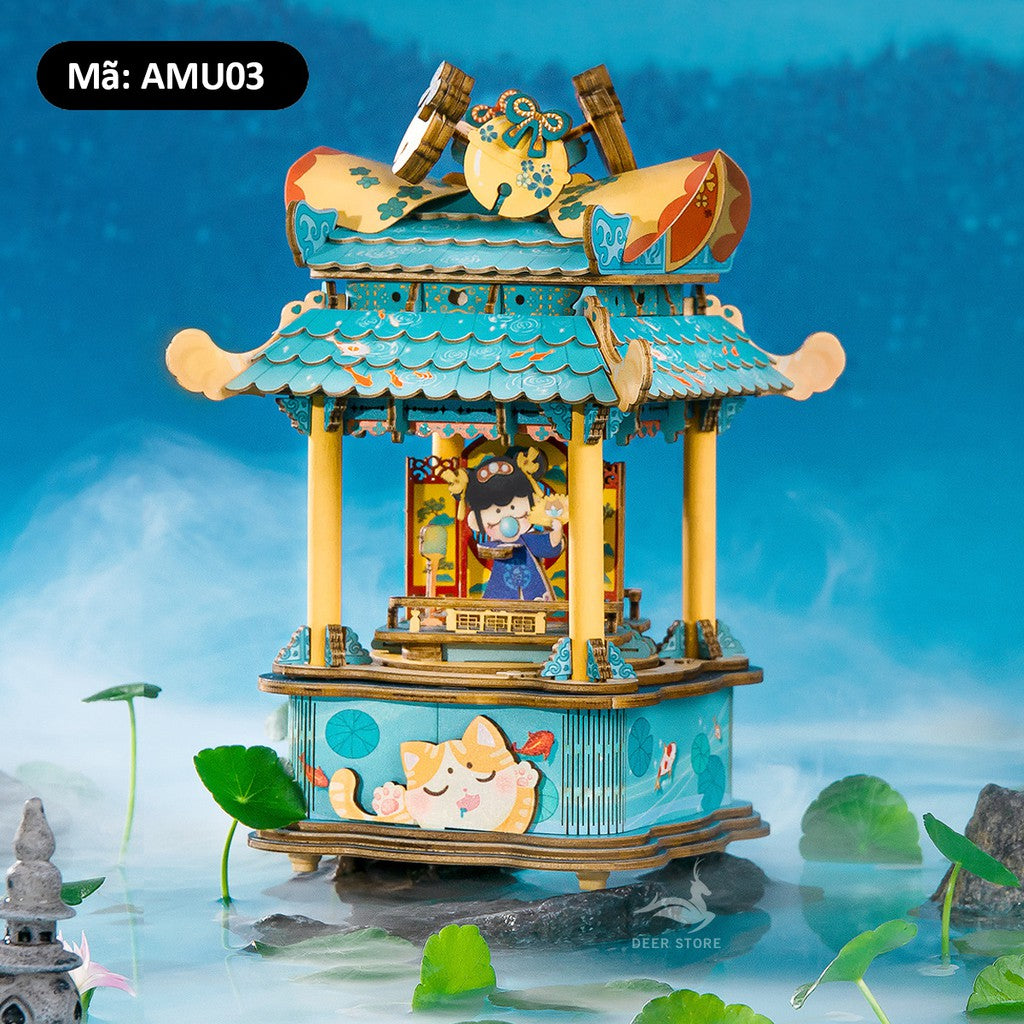 Mô hình Hộp nhạc Robotime Music Box AMU01-AMU04. Đồ chơi lắp ráp bằng gỗ 3D.