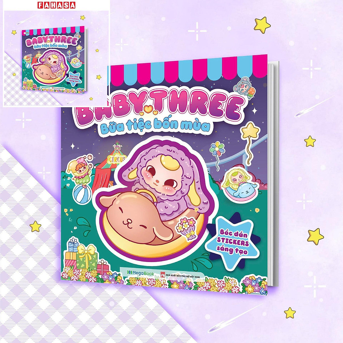 Sách - Baby Three - Bữa Tiệc Bốn Mùa - Bóc Dán Stickers Sáng Tạo