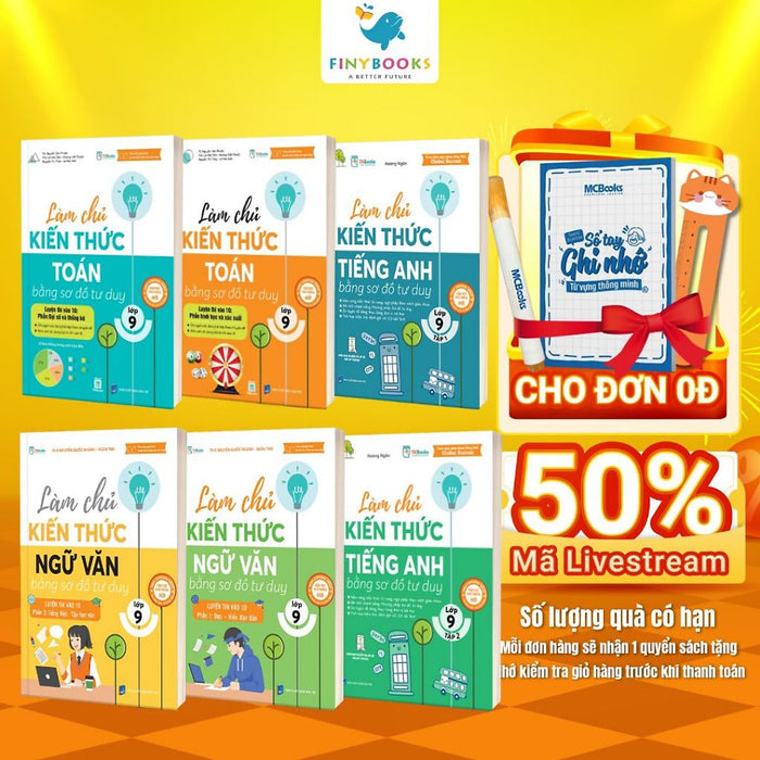 Sách - Làm Chủ Kiến Thức Bằng Sơ Đồ Tư Duy Tiếng Anh - Toán - Ngữ Văn Lớp 9 Tập 1 + Tập 2 - Tkbooks