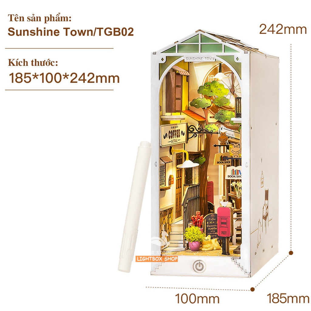 Mô hình 3D Book Nook Robotime Tự Làm bằng gỗ. Trang Trí Kệ sách | Đèn có công tắc cảm ứng. Book Nook DIY
