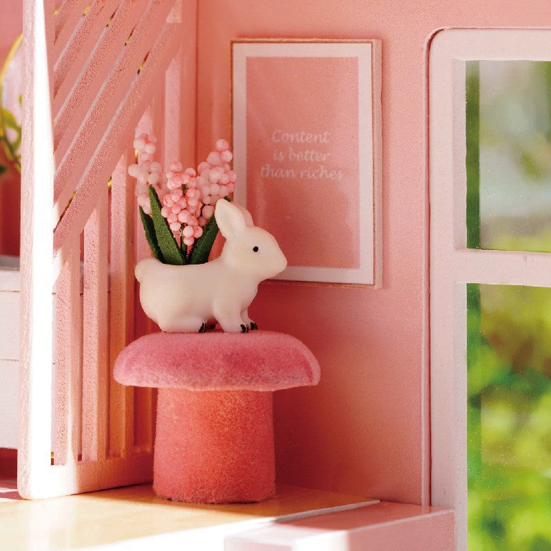 Nhà búp bê Tự làm bằng gỗ [Mô Hình có nội thất MY LITTLE WARM MOMENT+ đèn LED] Tặng kèm khung bảo vệ + Dụng cụ keo L030