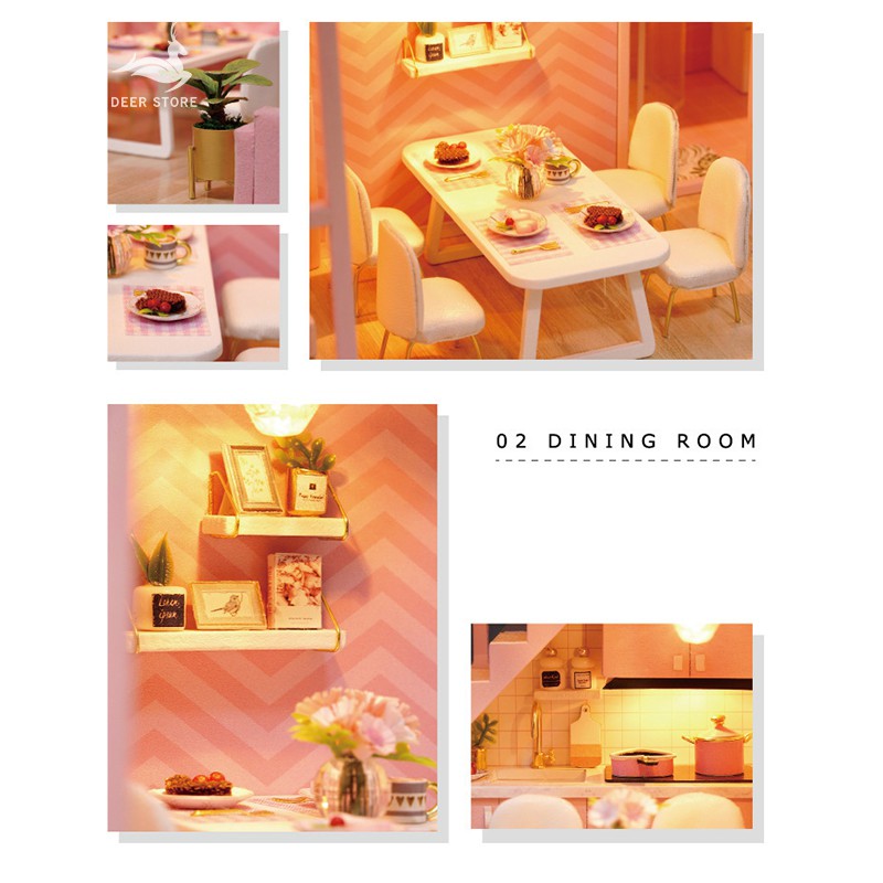 Mô hình nhà búp bê DIY - Tặng khung che bui, dụng cụ và keo dán - Quà tặng sáng tạo cho bạn gái L026