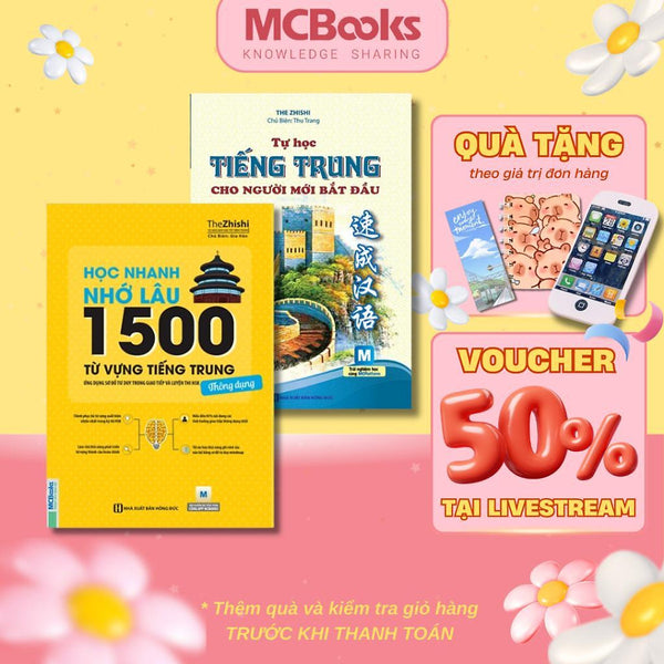 Sách - Học Nhanh Nhớ Lâu 1500 Từ Vựng Tiếng Trung Thông Dụng + Tự Học Tiếng Trung Cho Người Mới Bắt Đầu - Mcbooks